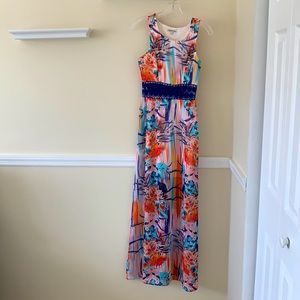 Multicolored Maxi Dress w/ Floral Print and Cutout from Charlotte Russe (in XS)